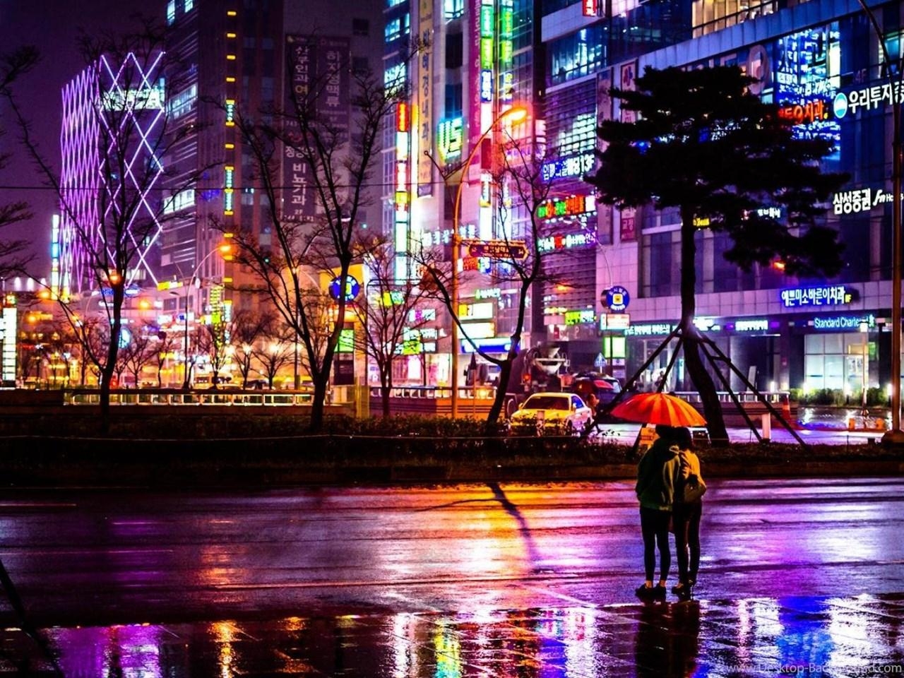 釜山トラベル, 雨の夜, 壁紙, デスクトップ背景