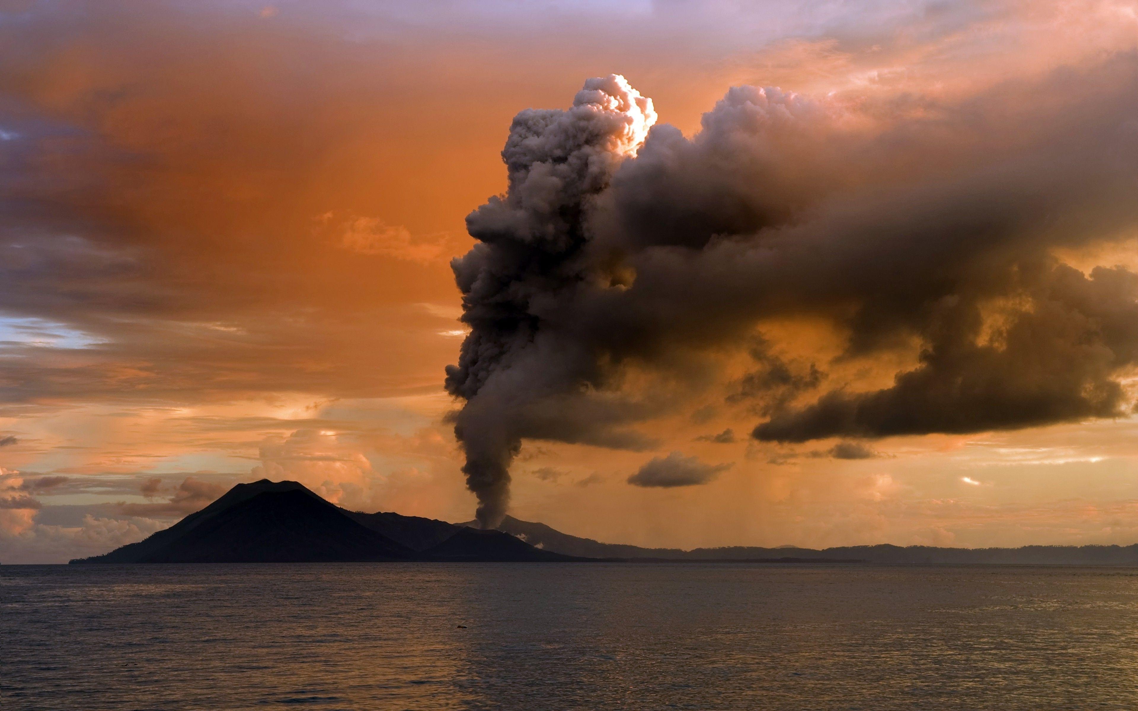 火山, 風景, 夕日, HD壁紙