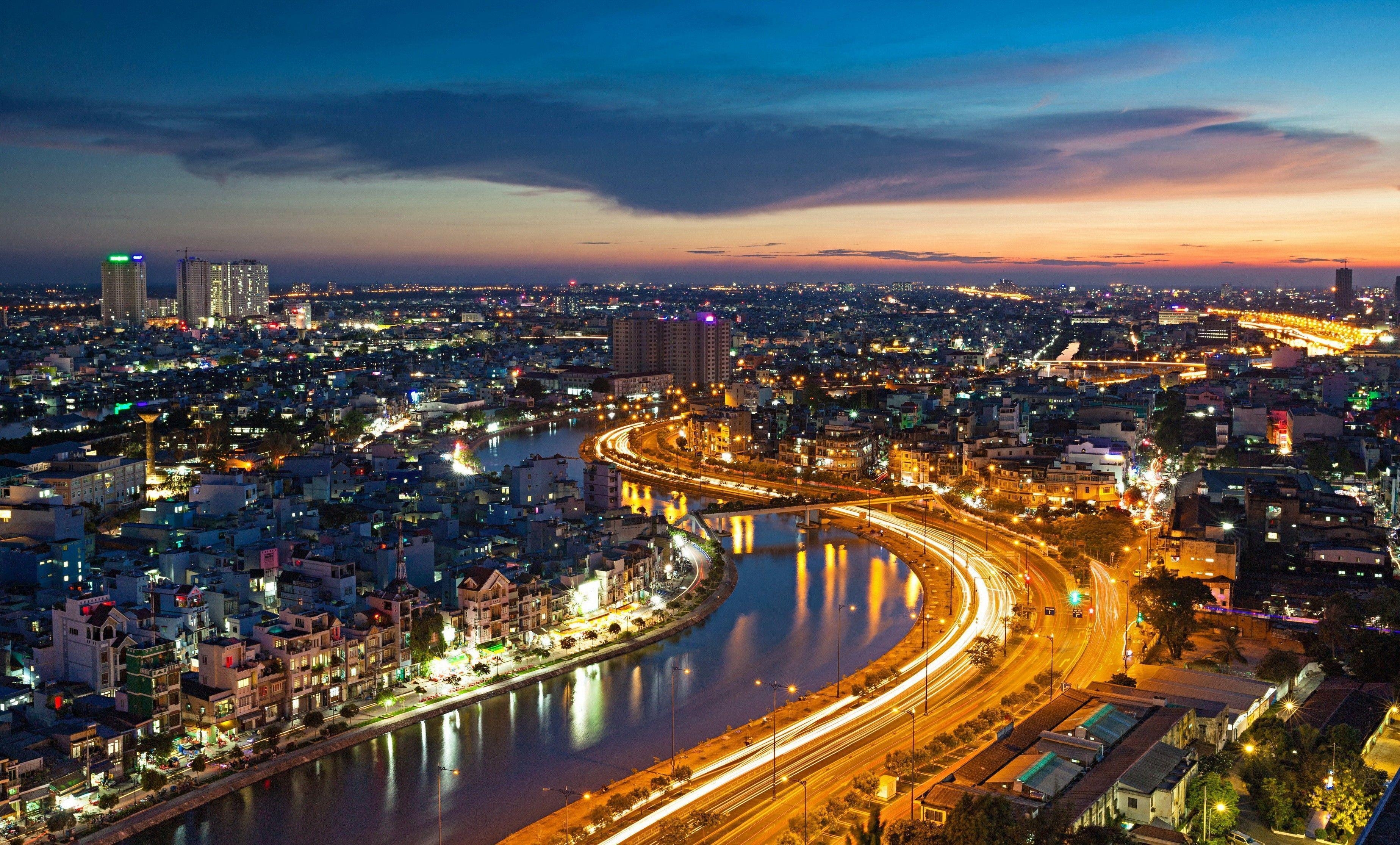 ホーチミン市, 夜景壁紙, HD, 背景画像