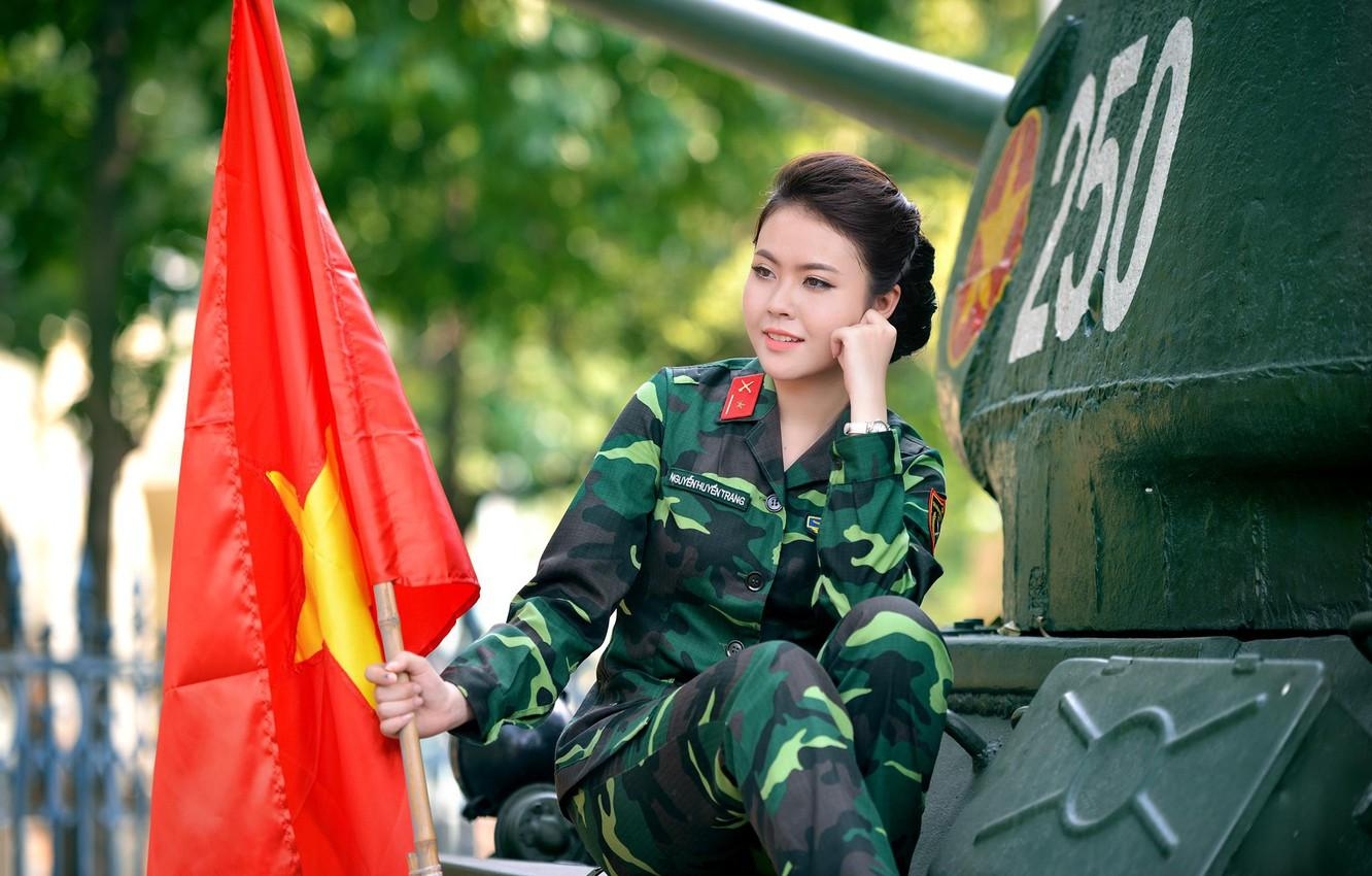 ベトナム国旗, タンク, アジアの軍服, 女の子