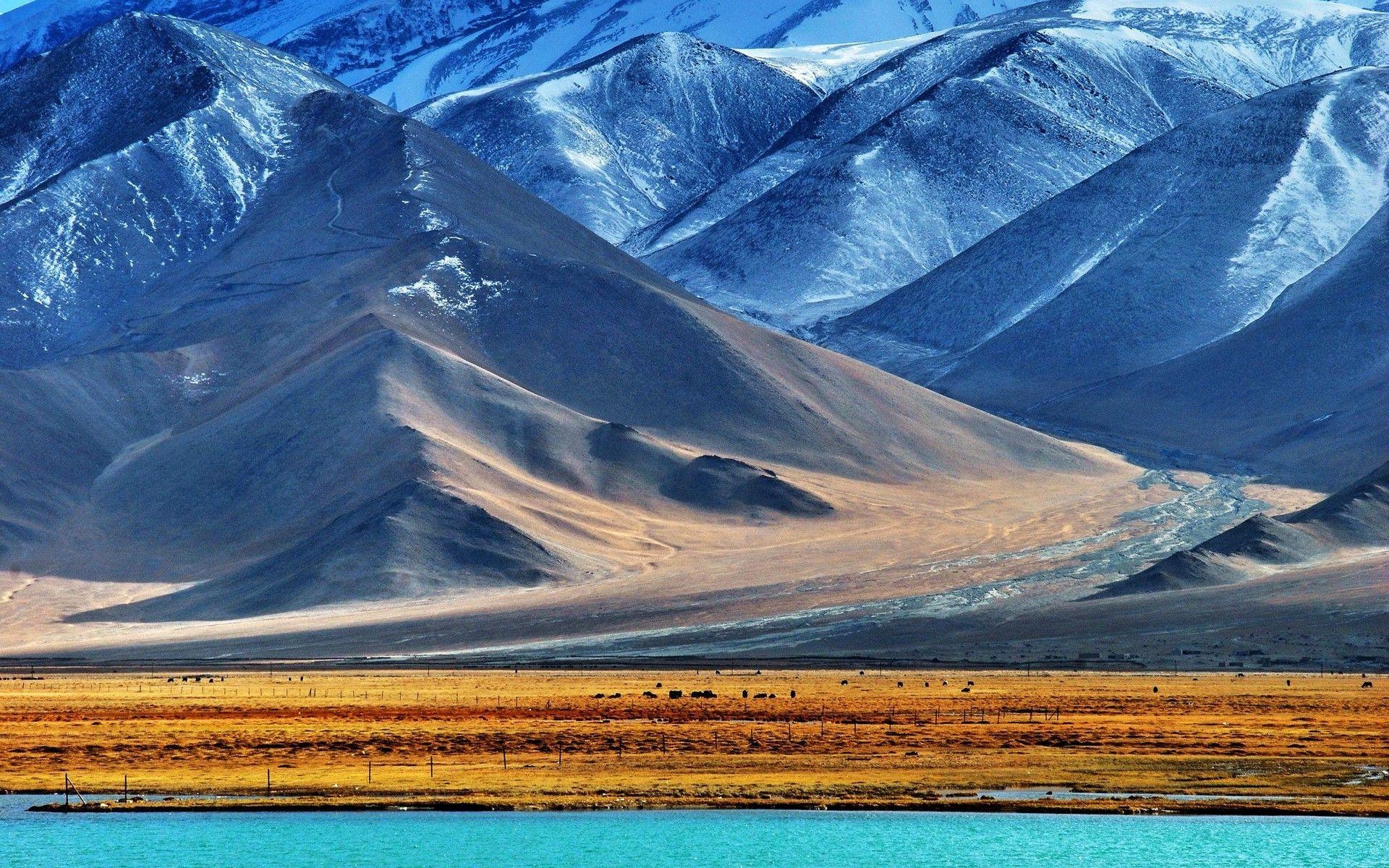 タジキスタン自然, 山, 雪, 湖