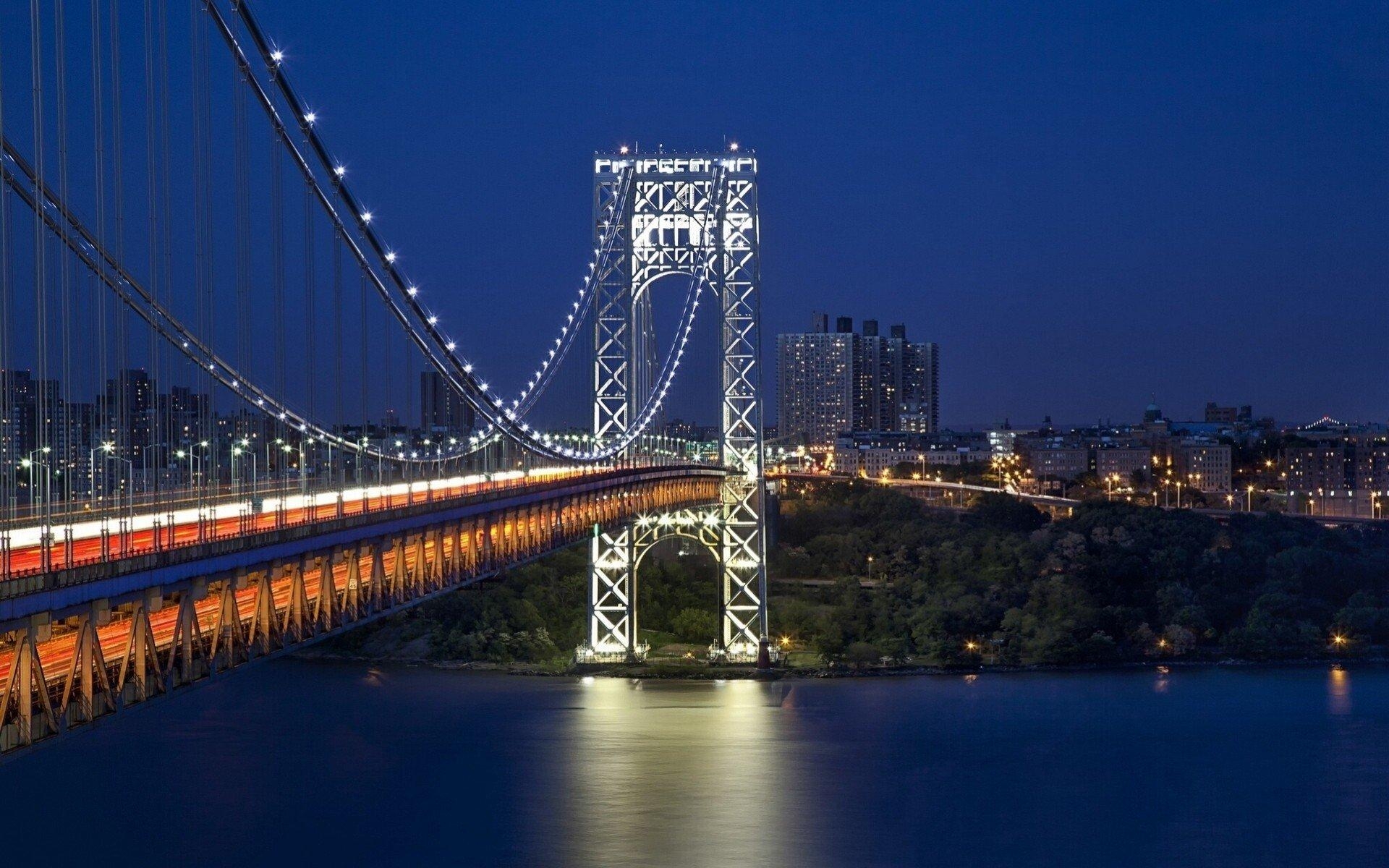 ハドソン川, ジョージ・ワシントン橋, ニューヨーク, 夜景