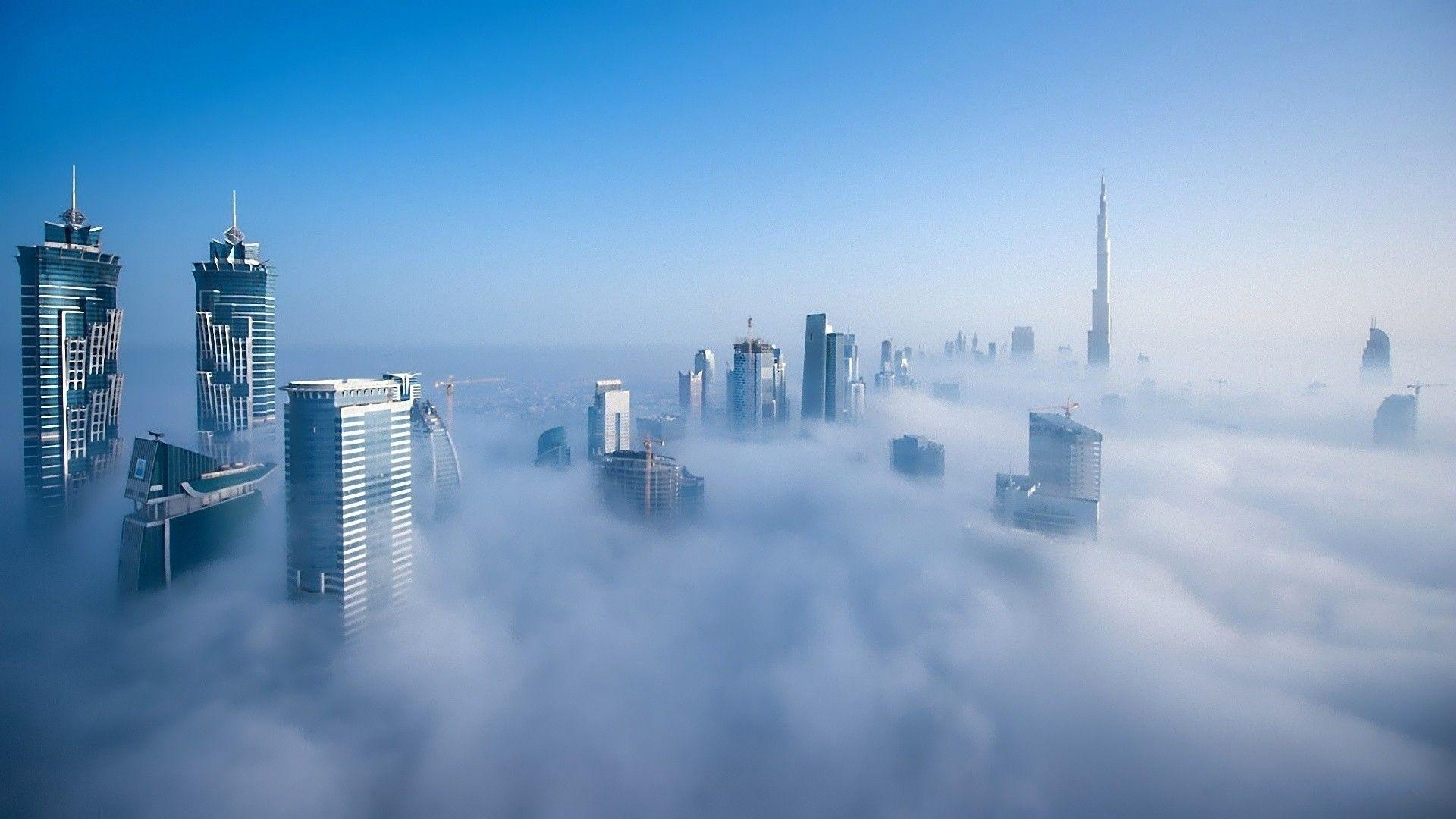 霧の都市壁紙, 都市風景, 自然, 高画質