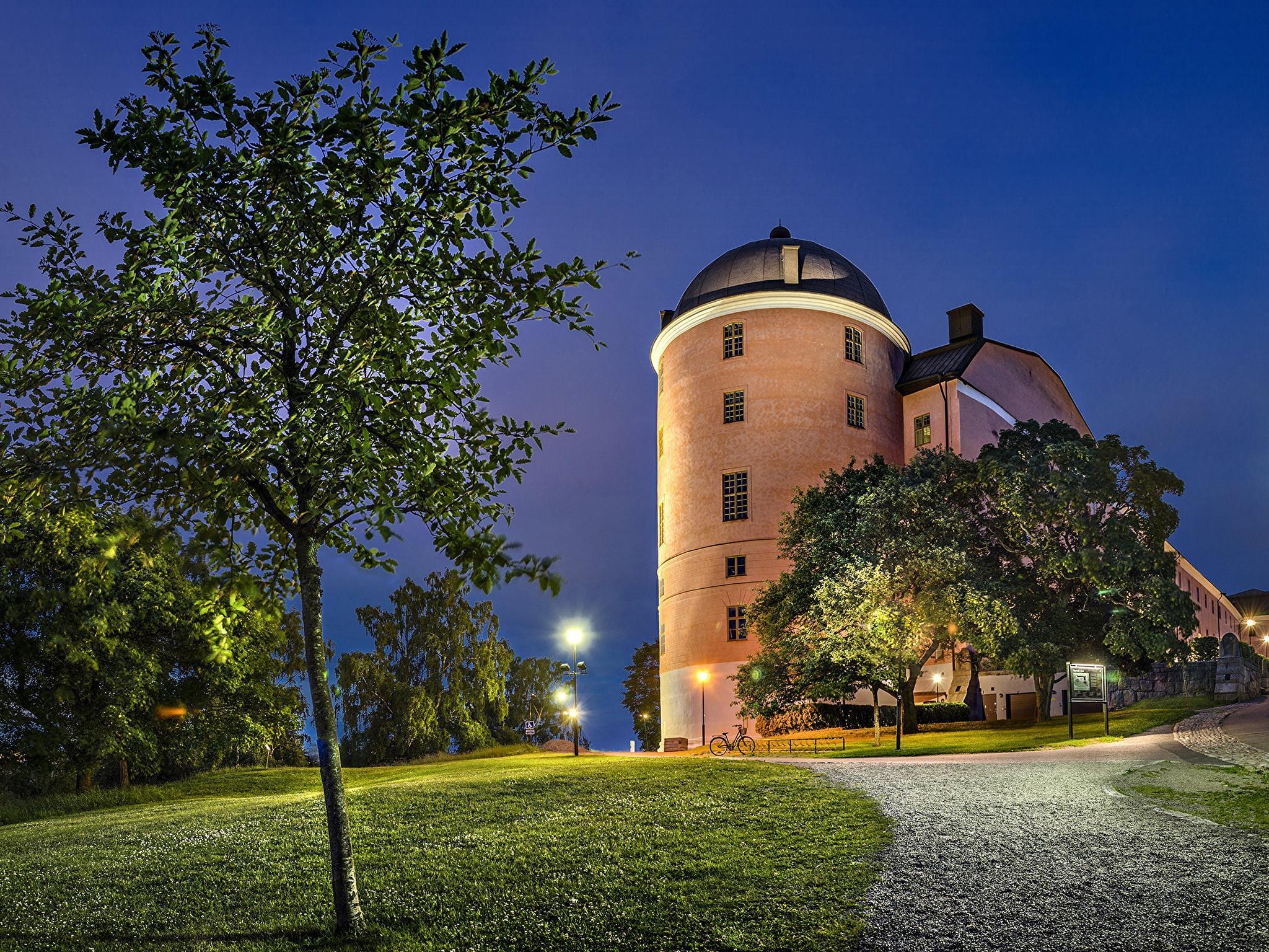 ウプサラ, 夜景, 城, 街灯, スウェーデン