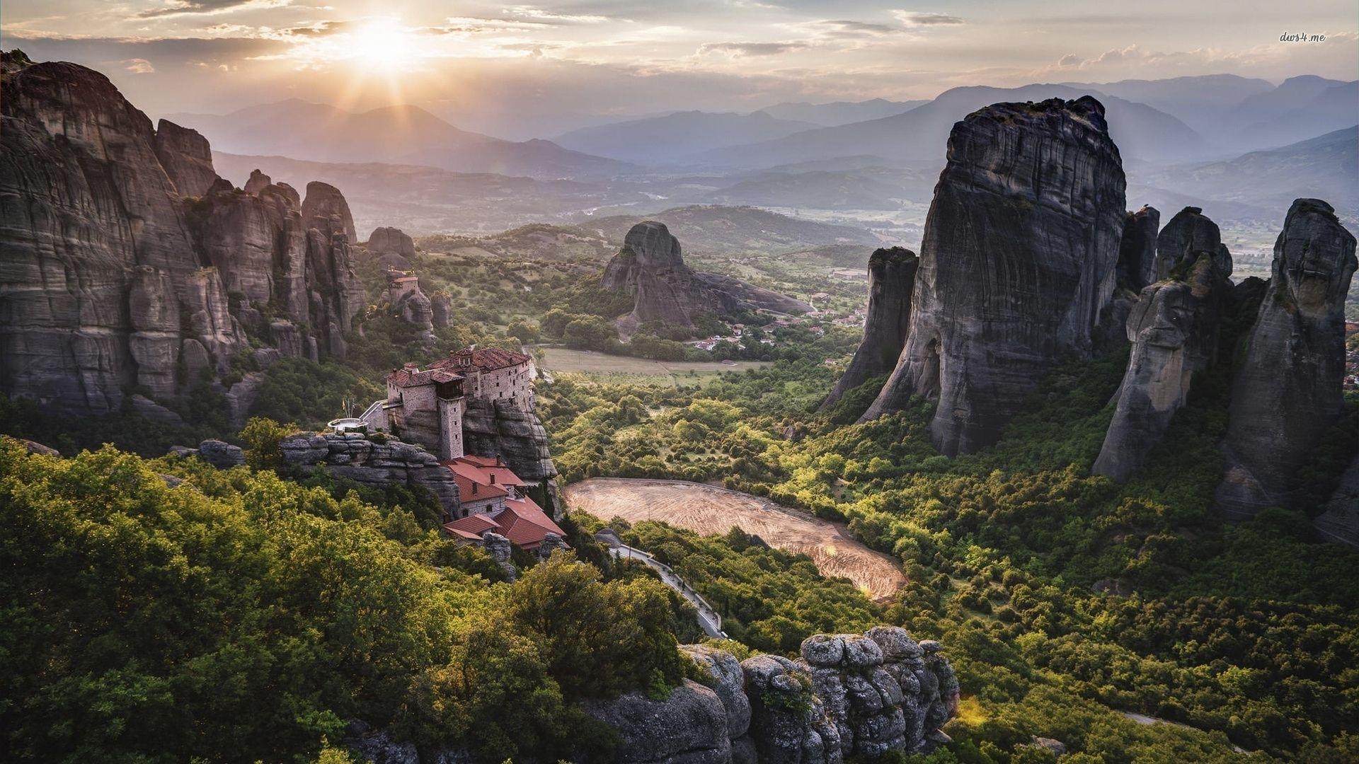 メテオラ, ギリシャ壁紙, 美しい風景, 高解像度