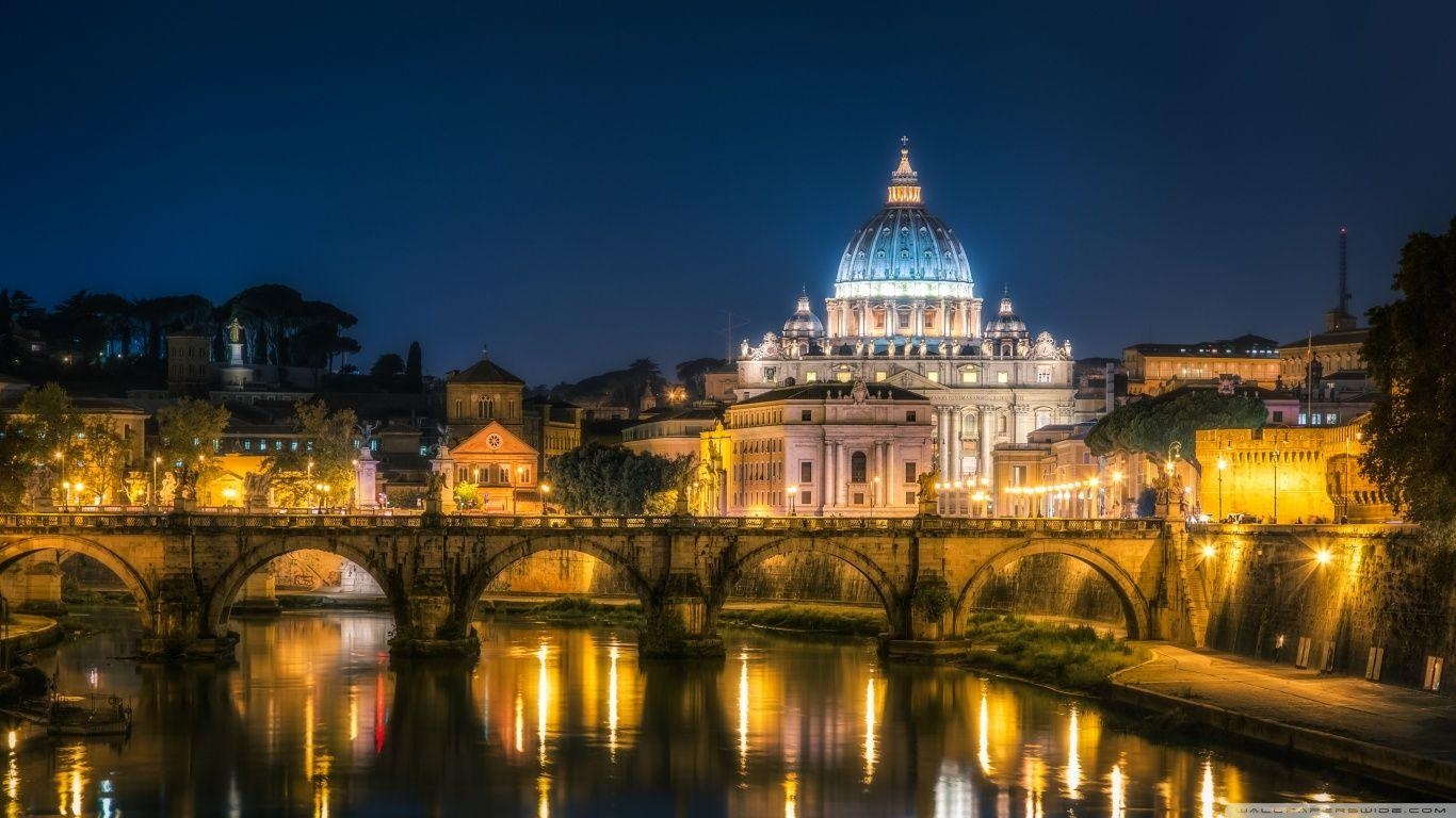 バチカン市国夜景, HDデスクトップ壁紙, 4K, 旅行風景