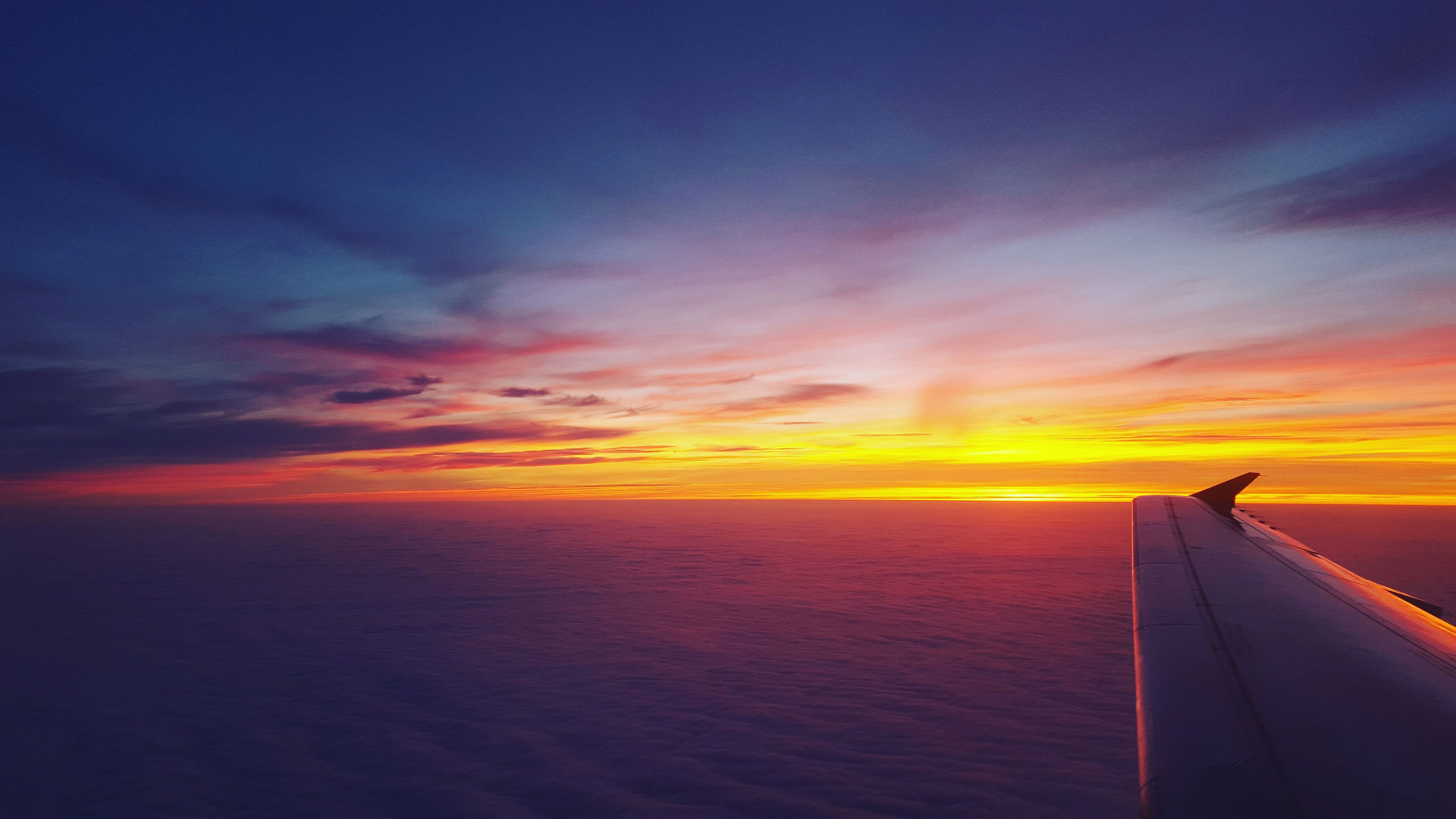 飛行機, 夜明け, 夕暮れ, 4K壁紙