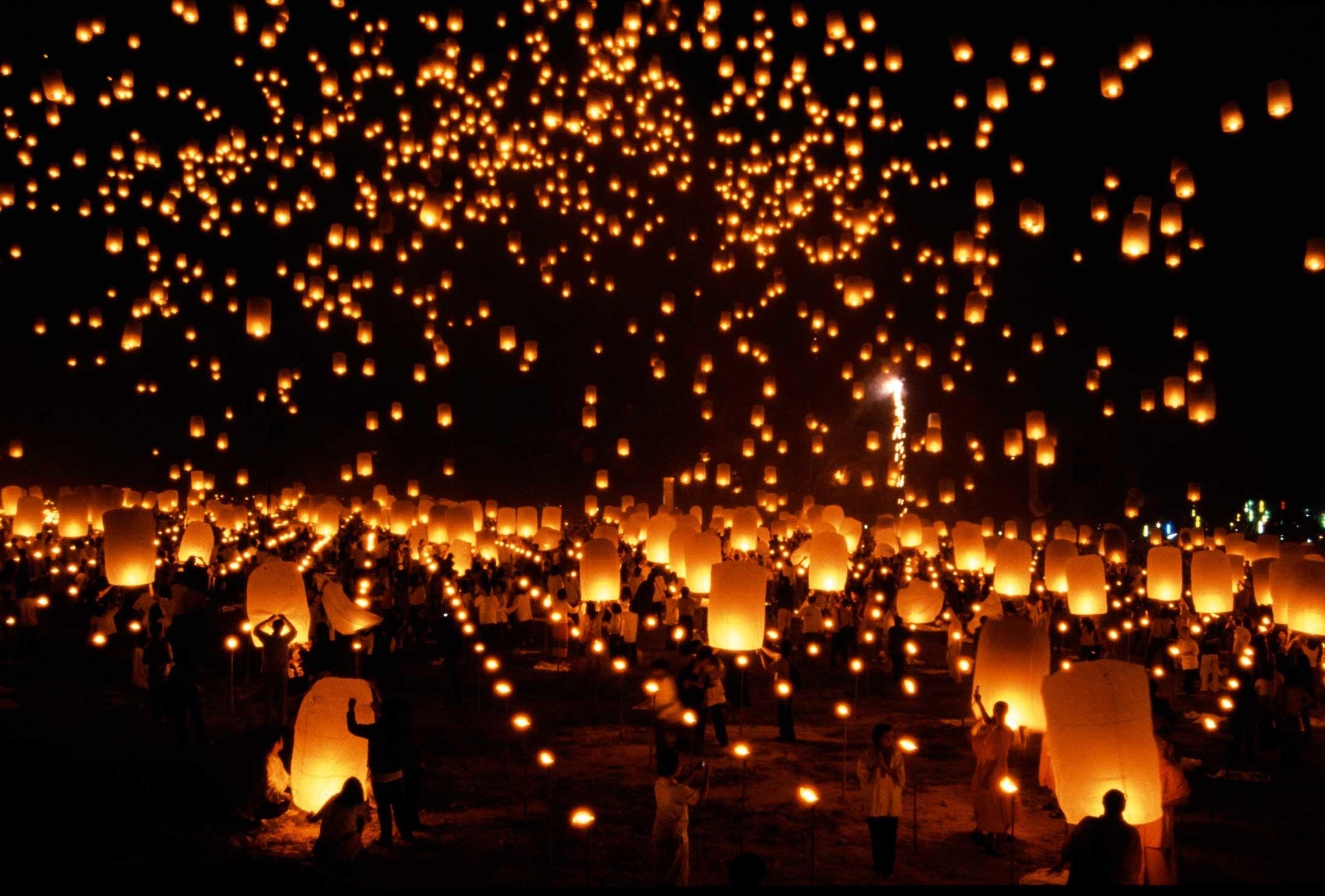 ランタン祭り壁紙, タイ, 光の祭典, 文化