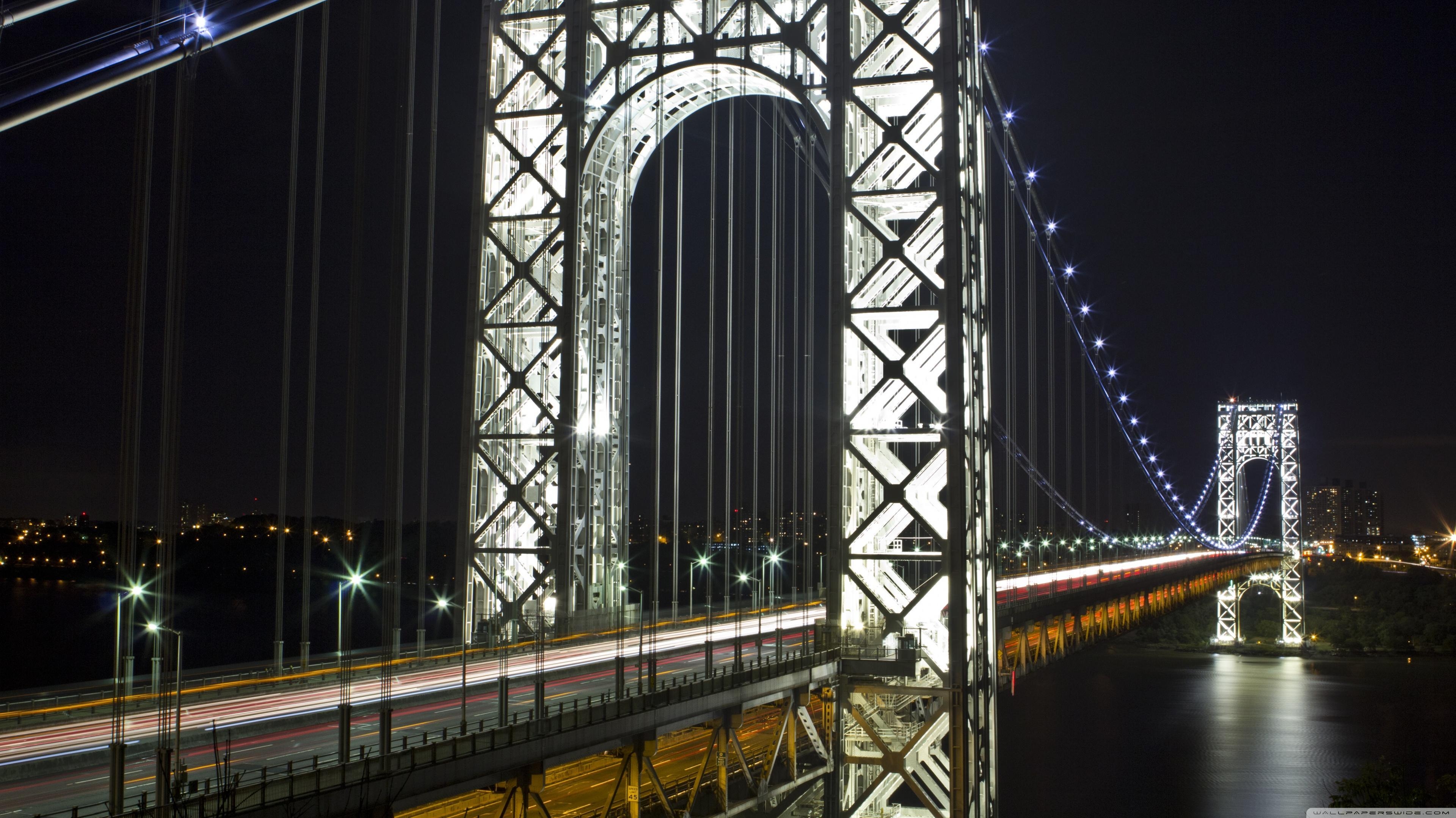 ジョージ・ワシントン橋, 夜, 4K壁紙, デスクトップ