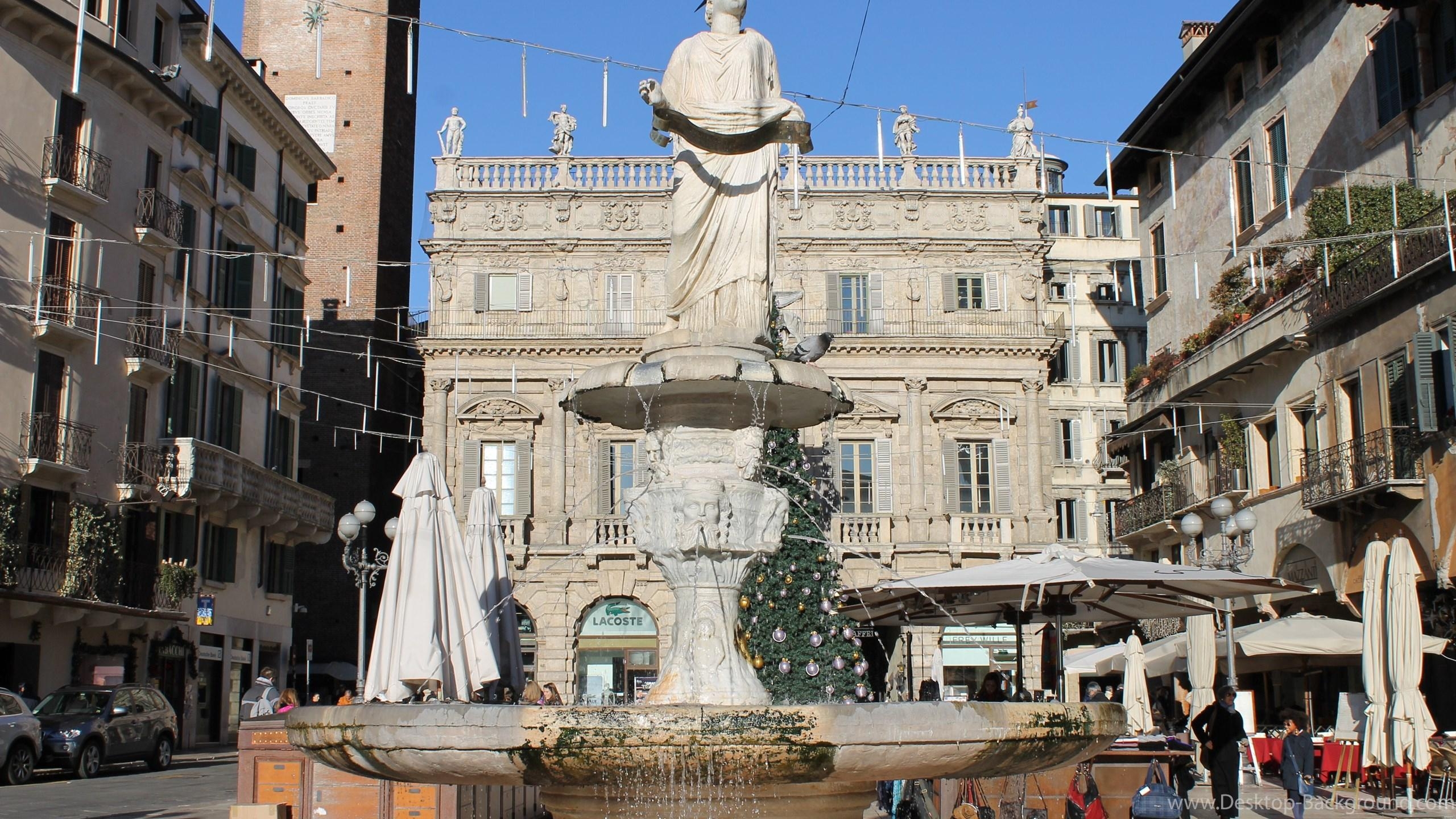 ベローナ、街の噴水、イタリア、壁紙、画像