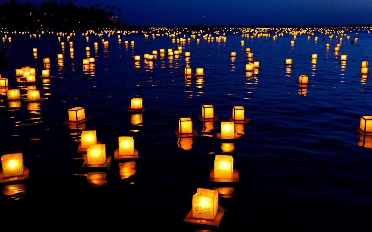 HD壁紙, 浮遊ランタン, 灯篭流し, 夜空の美