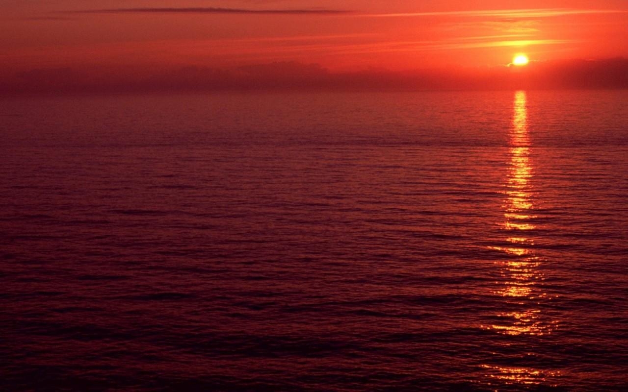 海, 火のような赤い夕日, オレゴン壁紙, ドラマチック