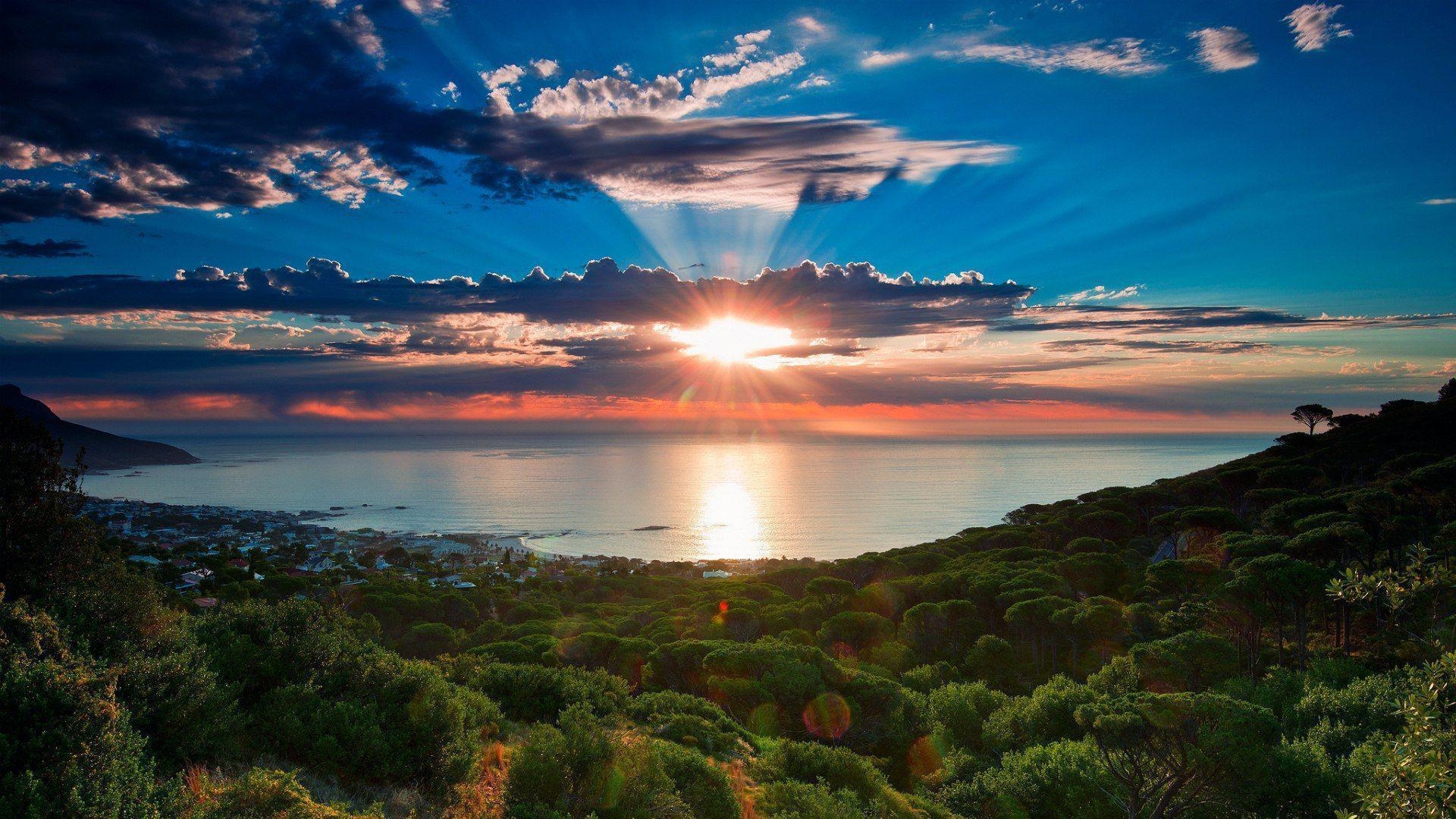 美しい夕日, 南アフリカ, 壁紙, 画像