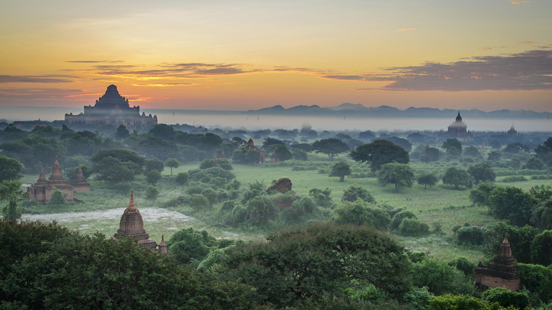 バガン ミャンマー, 霧 夕景, 写真 旅行, ランドスケープ