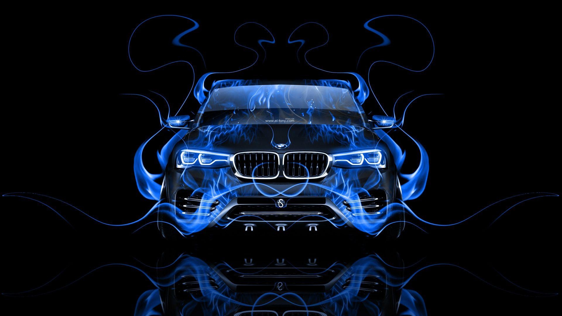 BMW X4, 前面, 炎, 抽象車, 2014