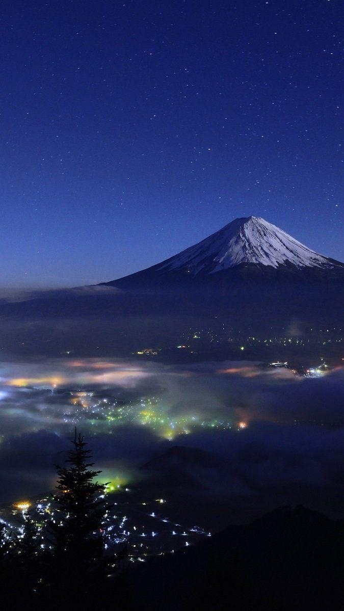 富士山, 日本, 夜景, iPhone, 壁紙