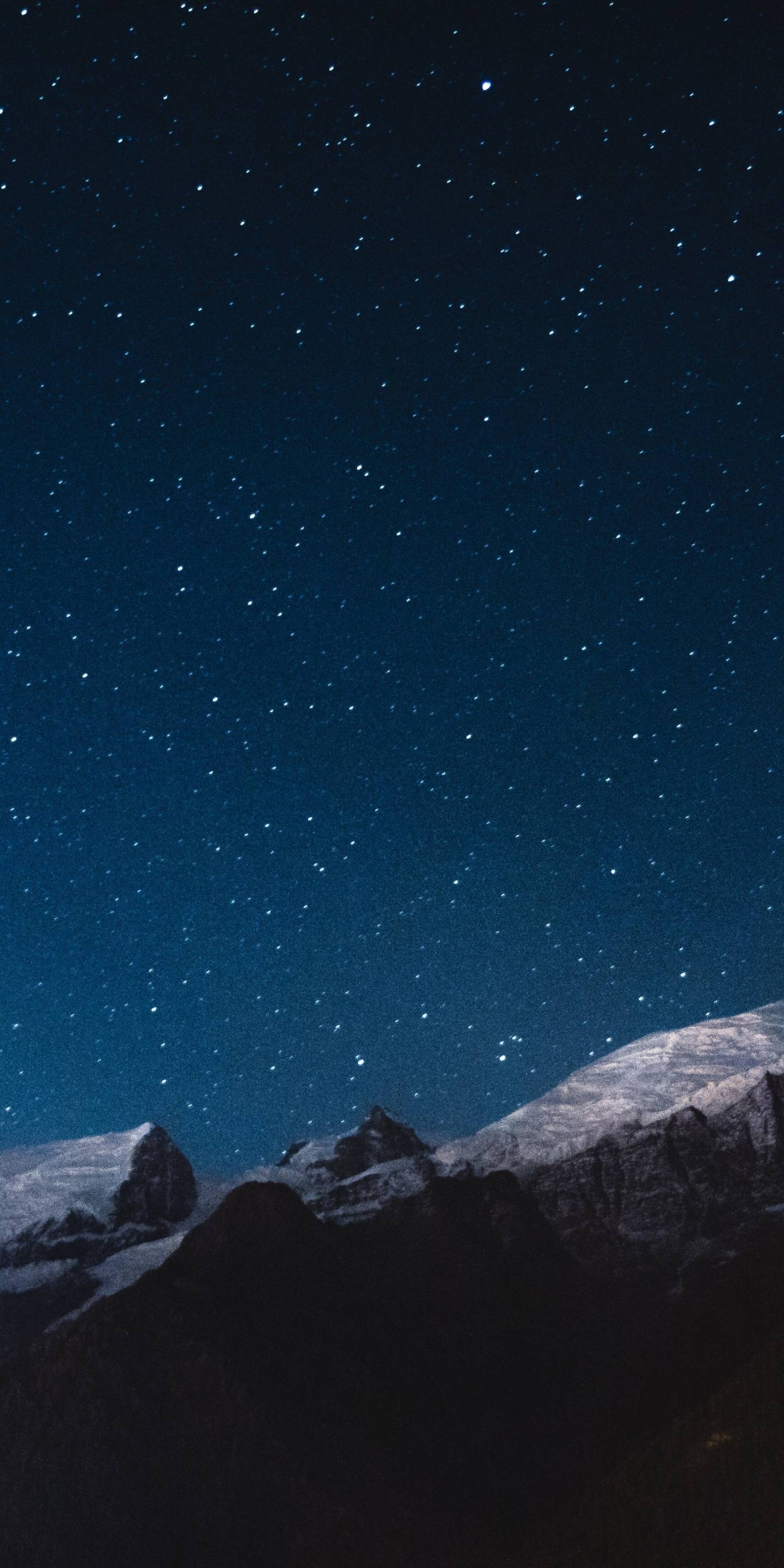 星空、山、夜景、自然