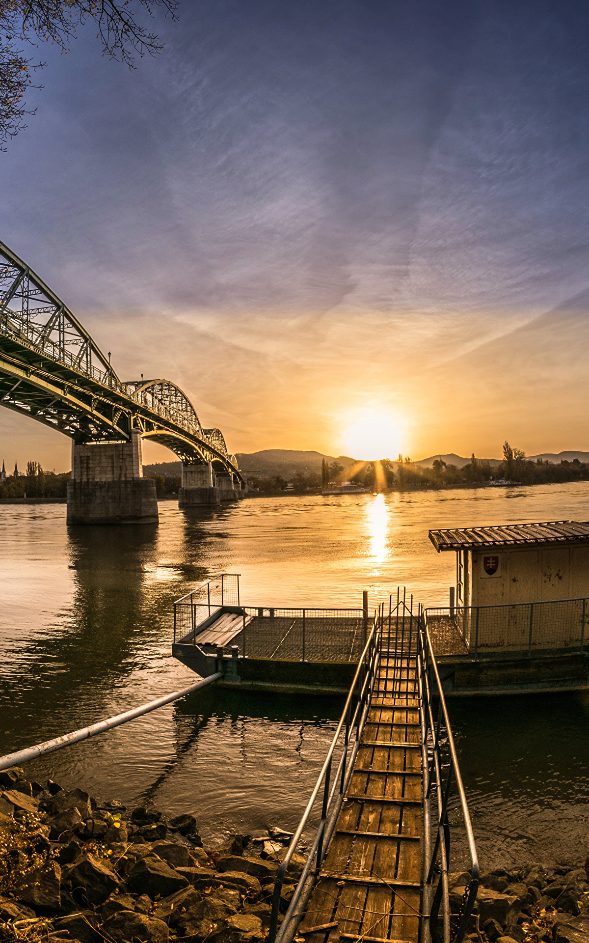 自然, 橋, 朝日, 夕日, 海岸