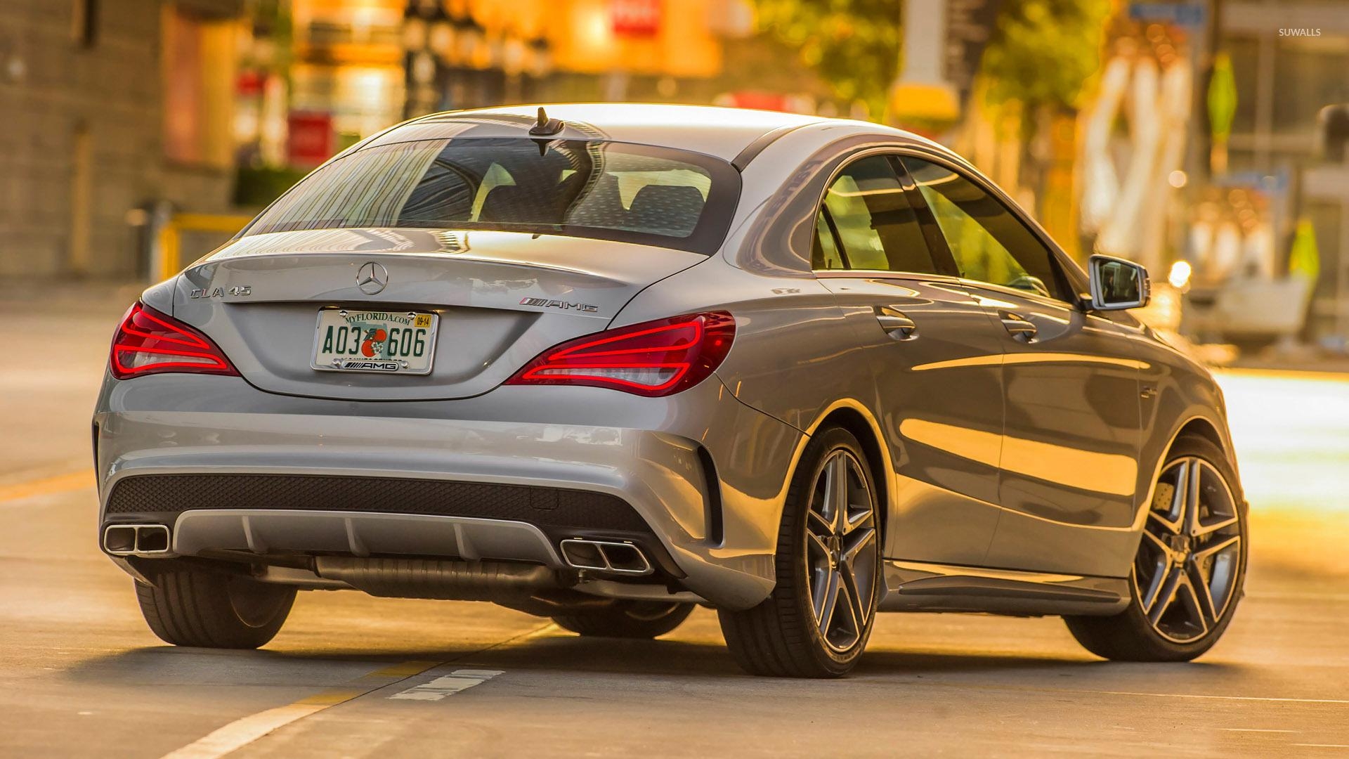 メルセデスCLA 45 AMG, シルバー, バックビュー, 高画質壁紙