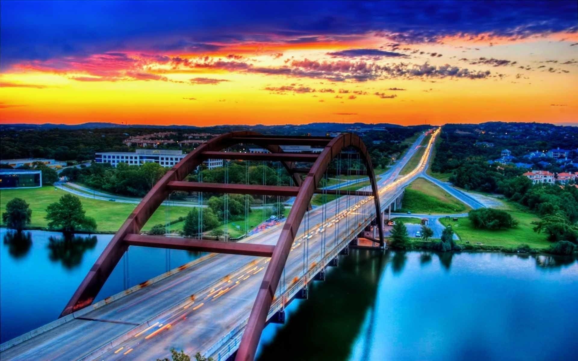 オースティン橋, 都市景観, HD背景, トラベル