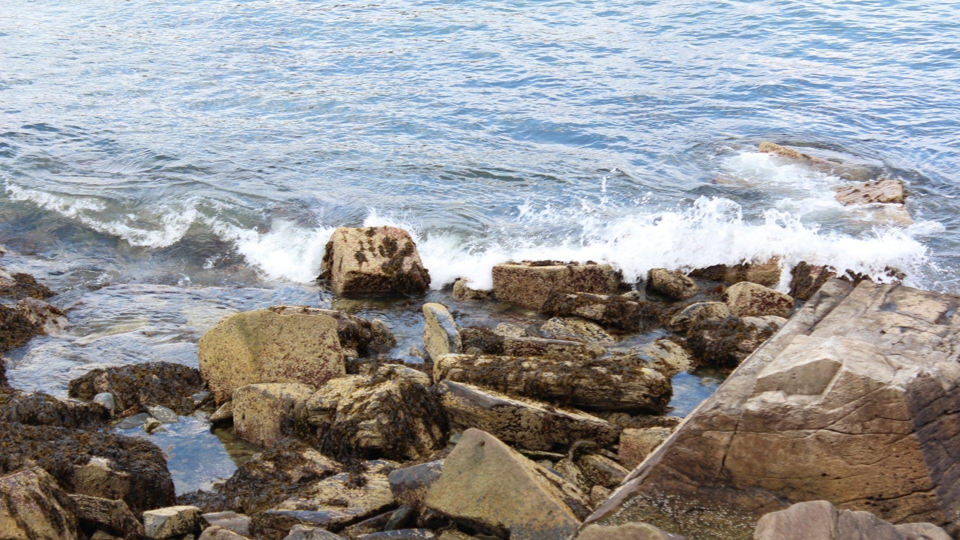 海の壁紙, 波, 岩, 海岸