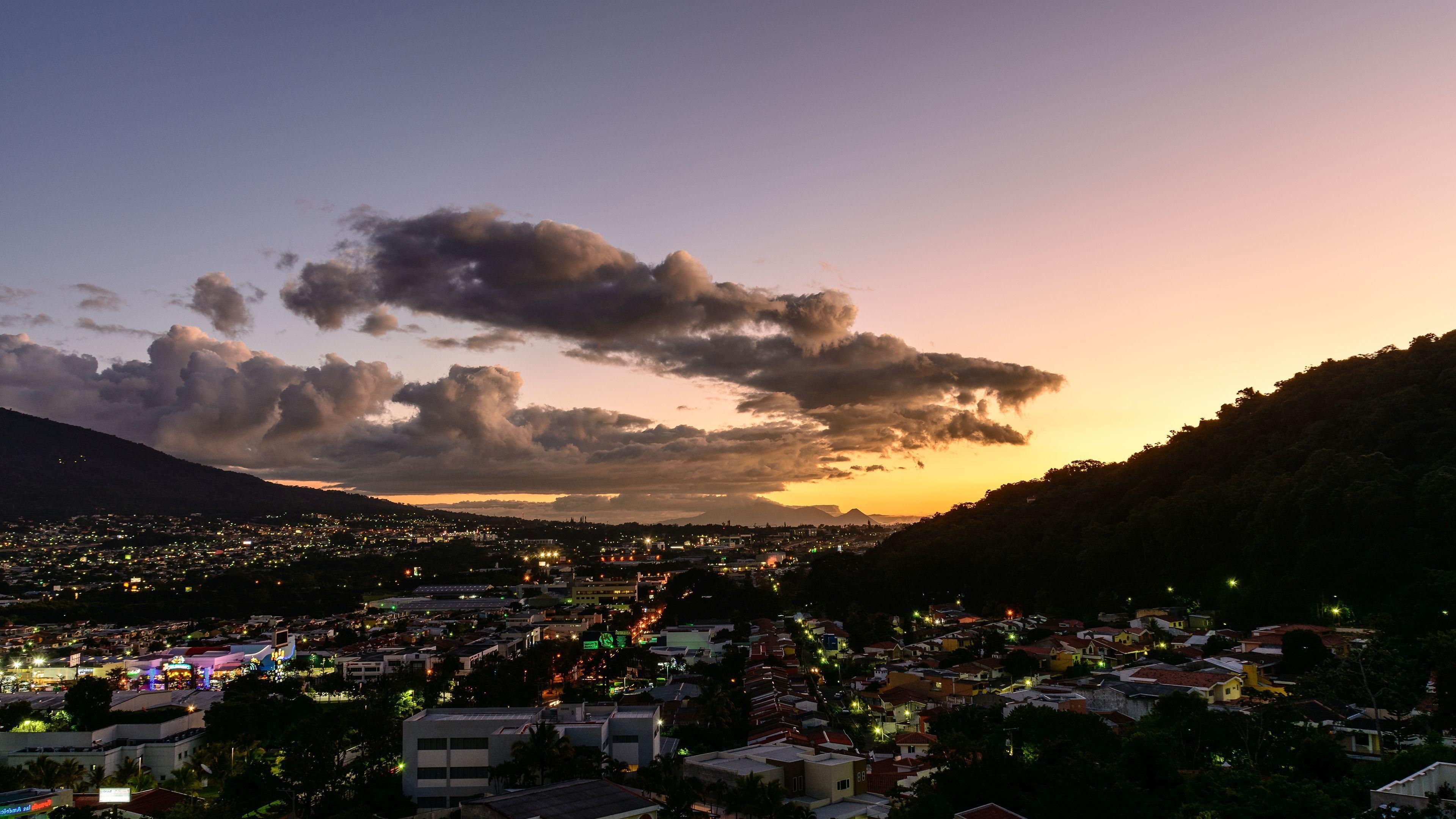 サンサルバドル旅行, 夕焼け後壁紙, HDデスクトップ, ワイドスクリーン