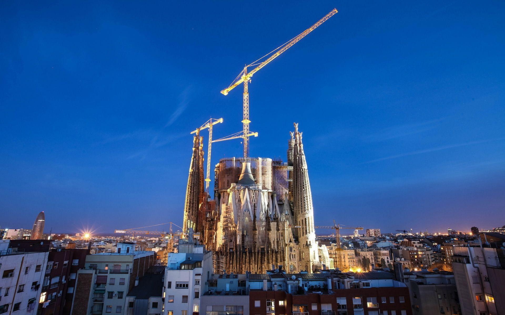 バルセロナ市, 夜景, HD壁紙, スペイン