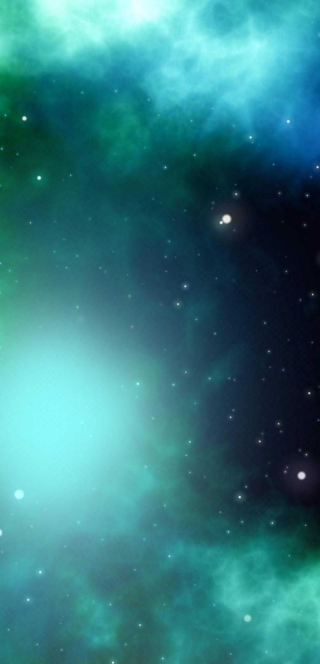 1080x2240、緑の星雲、宇宙、ギャラクシー