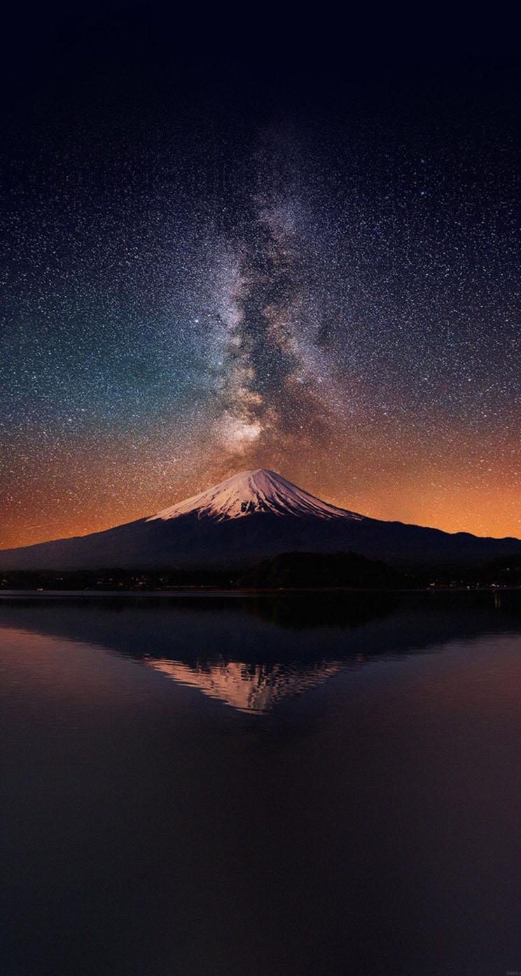 富士山, 天の川, iPhone, 壁紙, 夜