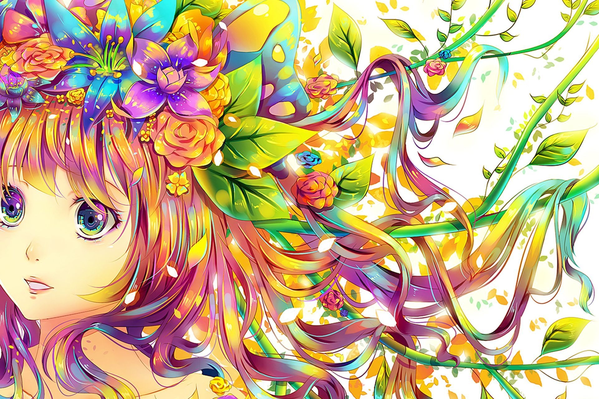 Aesthetic Colorful Anime Girl
