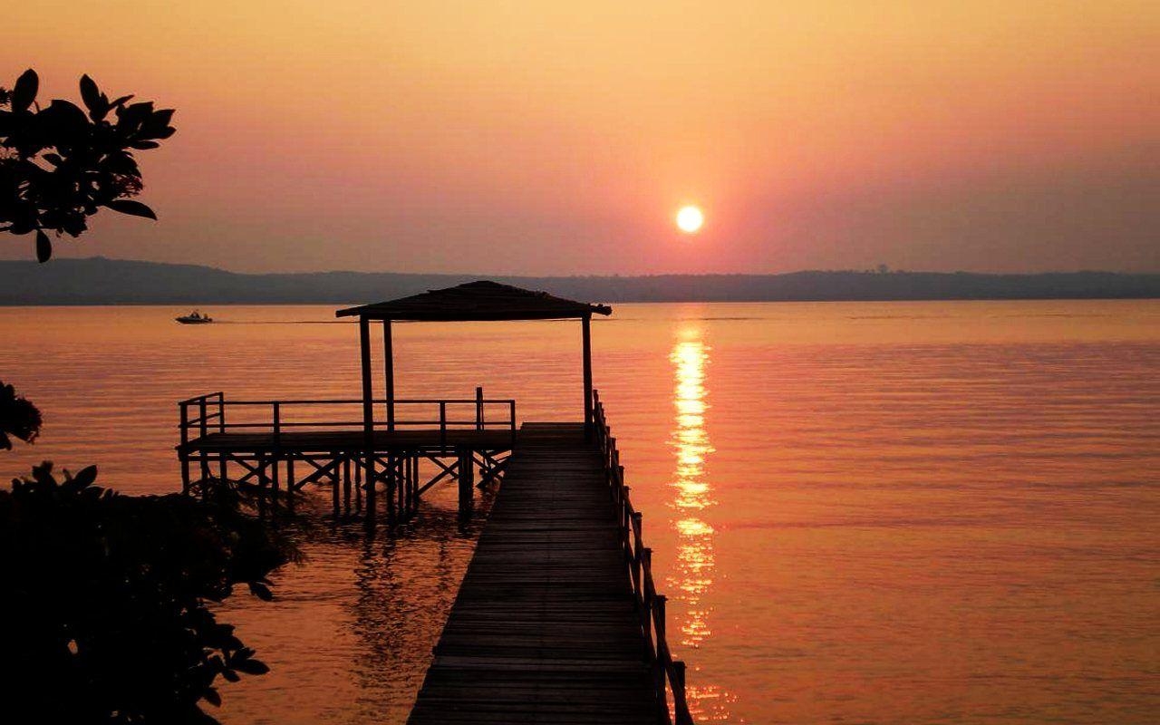 夕日, イパカライ湖, パラグアイ, 自然