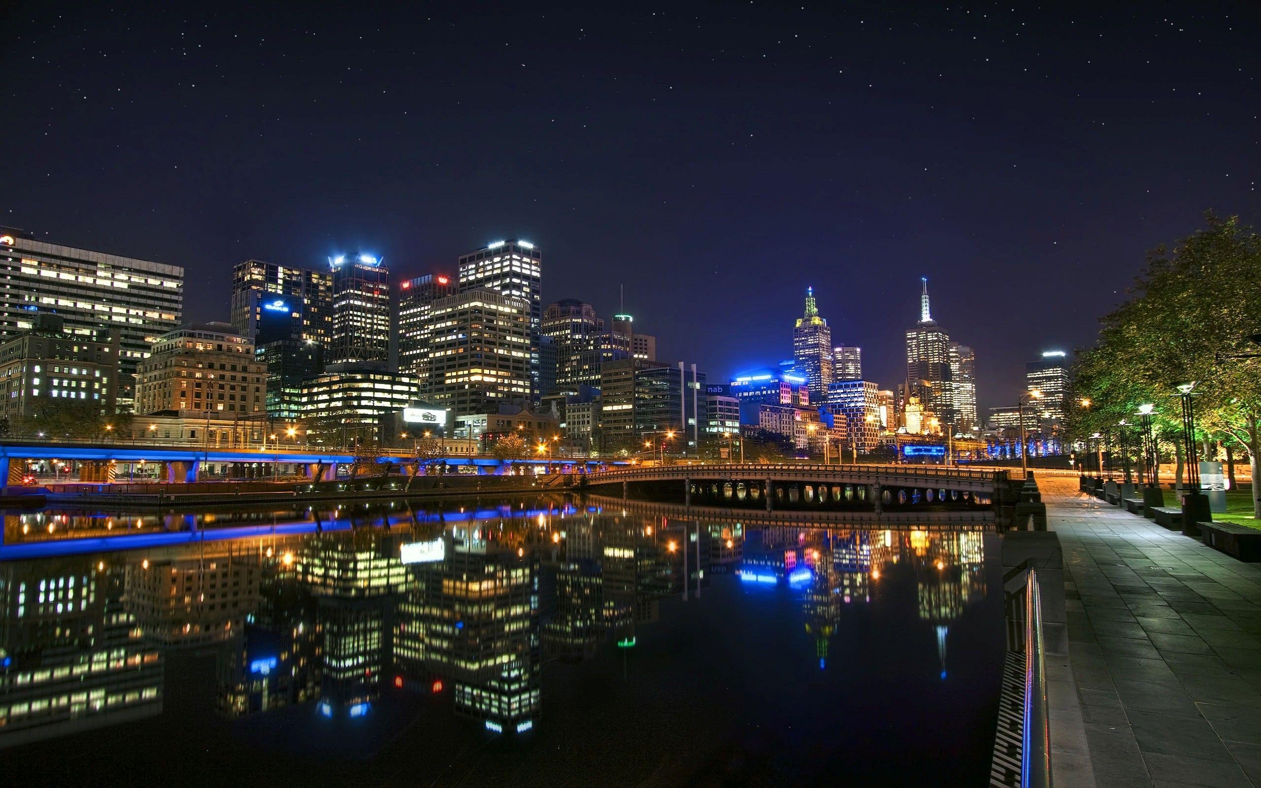 夜景, メルボルン, オーストラリア, HD壁紙