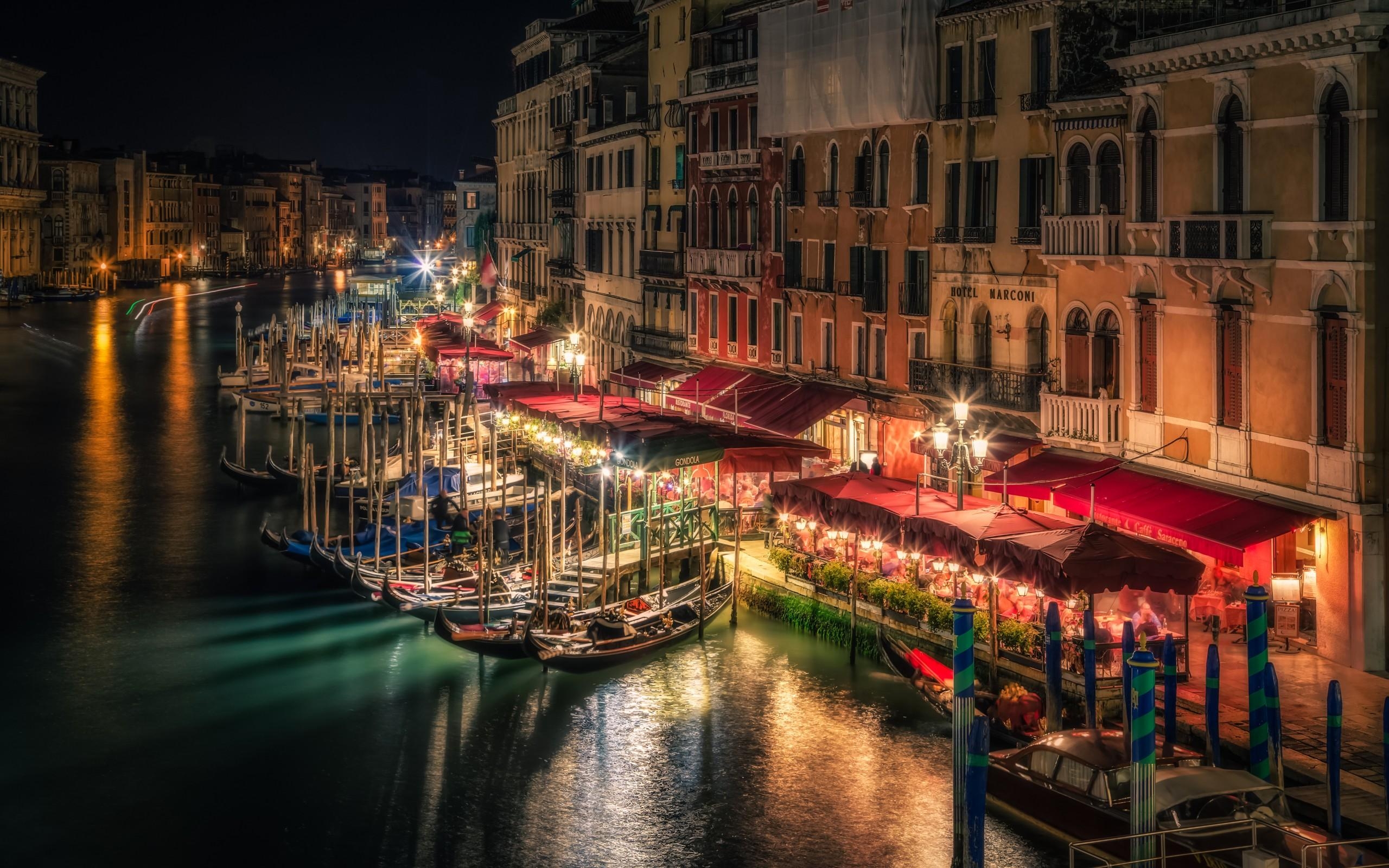 ヴェネツィア, イタリア, 大運河, 夜の背景