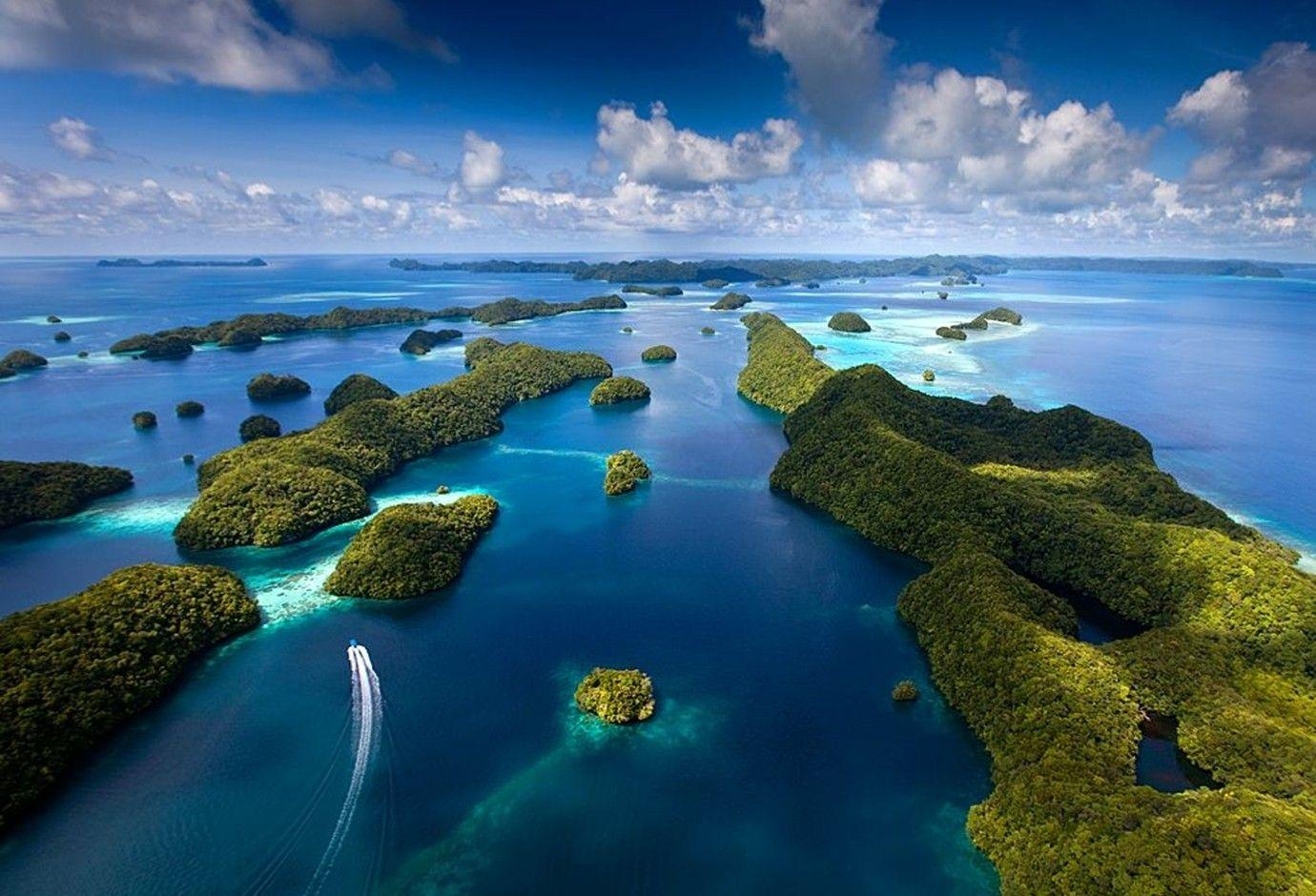 海の景色, パラオ, 雲, 緑の風景