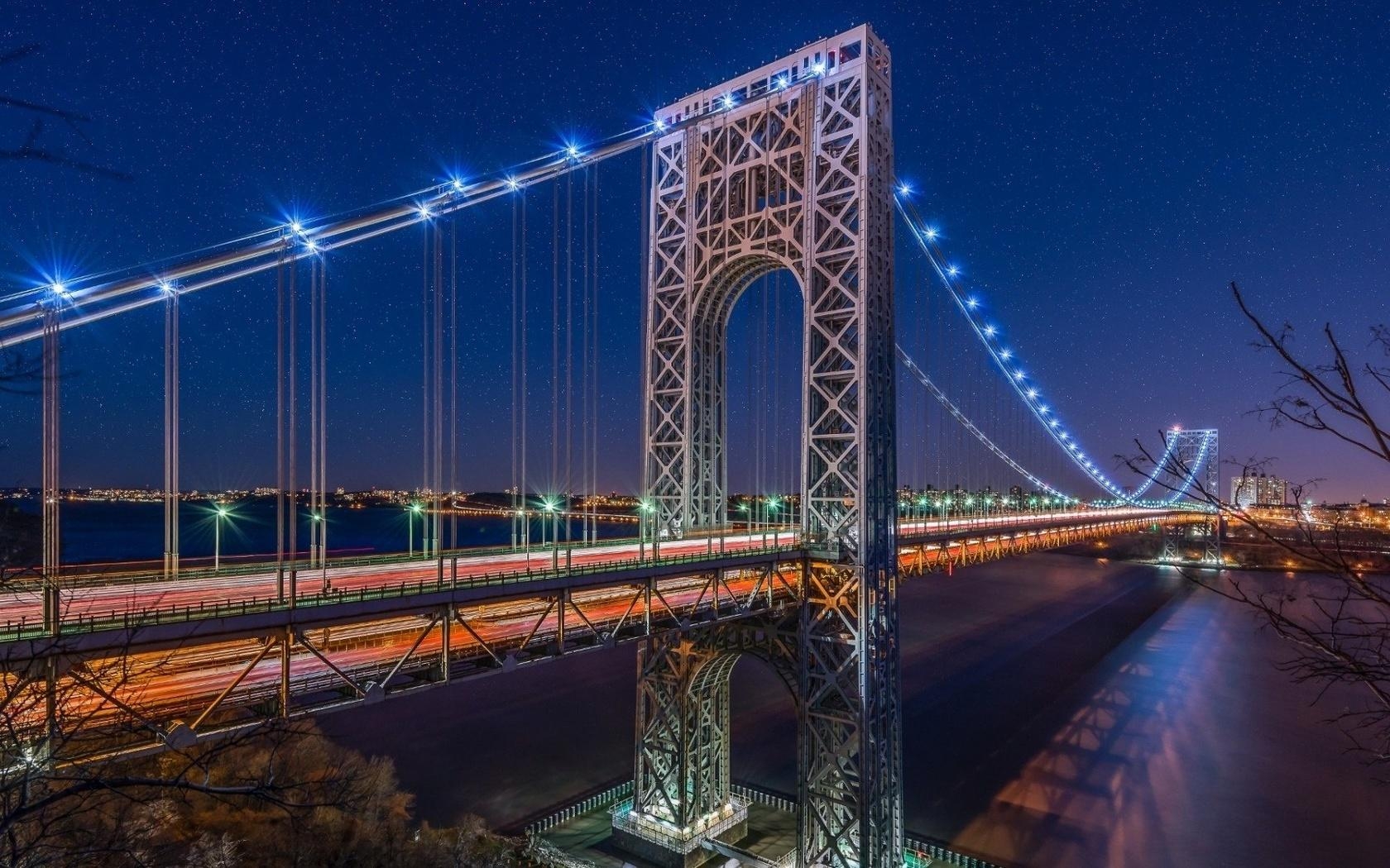 ジョージ・ワシントン橋, 夜, HD壁紙, 風景